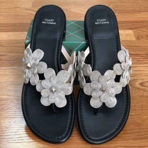Stuart Weitzman Metallic Floral Sandals (10M)